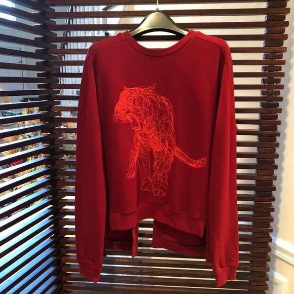 SOLD Red Stella Mccartney Sweatshirts with Embroidered Tiger Size S - Picture 1 of 6